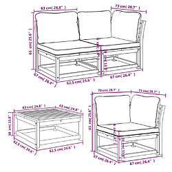 vidaXL Salon de jardin 6 pcs avec coussins bois d'acacia solide pas cher