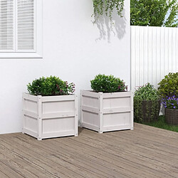 Maison Chic Lot de 2 Jardinières,Bac à fleurs - pot de fleur blanc bois de pin massif -GKD56622