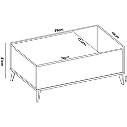 Acheter Pegane Ensemble de salon en bois mélaminé avec meuble bas TV + buffet + table basse relevable coloris chêne naturel, blanc