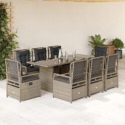 vidaXL Ensemble à manger de jardin et coussins 9 pcs gris clair rotin