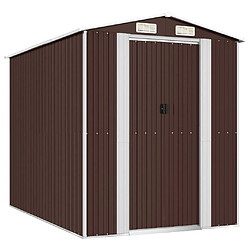 Helloshop26 Abri de jardin cabane cabanon maison de stockage remise extérieur hangar outils robuste foncé 192 x 274 x 223 cm acier galvanisé marron 02_0022318