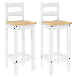 vidaXL Chaises de bar lot de 2 blanc bois de pin solide