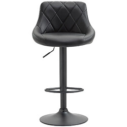 Acheter Decoshop26 Tabouret de bar en synthétique noir pivotant avec repose-pieds métal noir coutures décoratives TDB10587