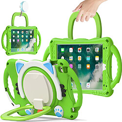 Coque en TPU + silicone avec béquille rotative robuste 3-en-1 vert/bleu ciel pour votre Apple iPad Mini/2/3/4/mini (2019) 7.9 pouces