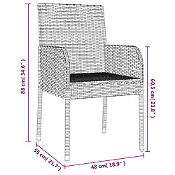 vidaXL Ensemble à manger de jardin 5 pcs coussins gris résine tressée pas cher