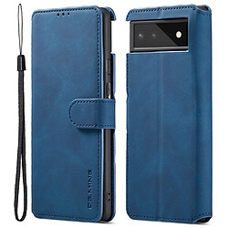 Etui en PU + TPU DG.MING style rétro avec support, bleu pour votre Google Pixel 6