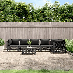 Maison Chic Salon de jardin 7 pcs + coussins - Mobilier/Meubles de jardin - Table et chaises d'extérieur anthracite acier -MN69469