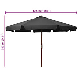 Acheter vidaXL Parasol d'extérieur avec mât en bois 330 cm Anthracite