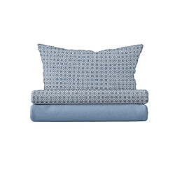 Avis Homemania Literie Carl - Simple - avec drap housse, drap, taie d'oreiller - Bleu, gris en Coton, 150 x 280 cm