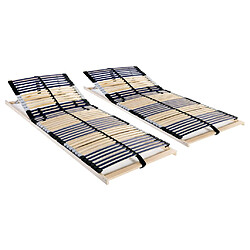 vidaXL Sommiers à lattes sans matelas 2 pcs avec 42 lattes 80x200 cm