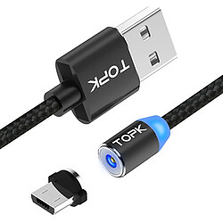 Wewoo Câble de charge magnétique tressé en nylon avec indicateur LED1 m2,4 A max USB à Micro USB noir