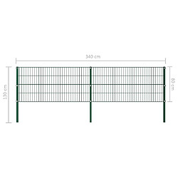 Acheter vidaXL Panneau de clôture avec poteaux Fer 3,4 x 0,8 m Vert