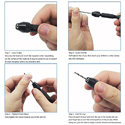 Avis Perceuse à main semi-automatique étau à goupille mandrin sans clé ensemble de trous de forage manuel - Noir