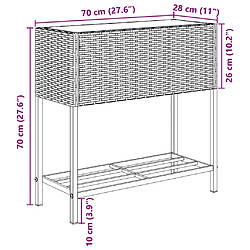 vidaXL Jardinière avec étagère gris résine tressée pas cher