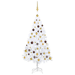 vidaXL Arbre de Noël artificiel pré-éclairé et boules blanc 150 cm PVC