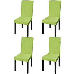 vidaXL Housse de chaise droite extensible 4 pcs vert