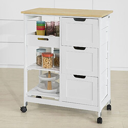 SoBuy FKW79-W Chariot de Service Desserte Cuisine à roulettes Table Rangement