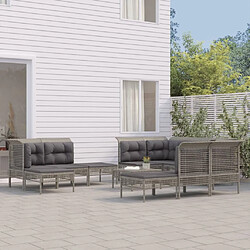 Maison Chic Salon de jardin 11pcs + coussins - Mobilier/Meubles de jardin - Table et chaises d'extérieur Gris Résine tressée -MN25682