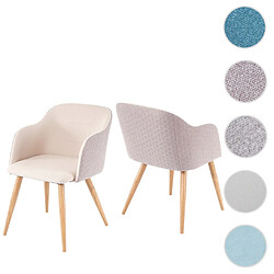 Mendler 2x chaise de séjour/salle à manger HWC-D71, fauteuil, design rétro, accoudoirs, tissu ~ couleur crème-beige