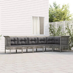 vidaXL Salon de jardin 6 pcs avec coussins Gris Résine tressée