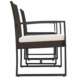 Acheter Ensemble salle à manger de jardin 3 pcs avec coussins,Ensemble à dîner d'extérieur marron rotin PP -MN29537