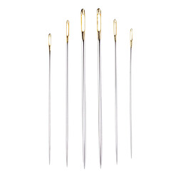 6pcs Aiguilles à Coudre à Main En Acier Pour Broderie Point De Croix Or Oeil 3 Tailles