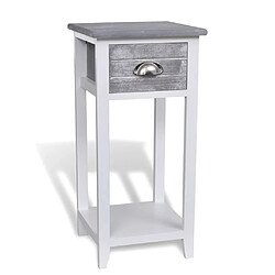 Helloshop26 Table de nuit chevet commode armoire meuble chambre avec 1 tiroir gris et blanc 1402176