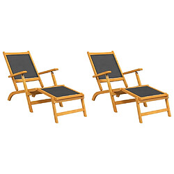 Maison Chic Lot de 2 Bain de soleil,Chaises longues d'extérieur Acacia massif et textilène -GKD37628