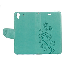 Wewoo Housse Étui vert pour Huawei Y6 II Papillons Amour Fleurs Gaufrage Horizontal en cuir Flip avec support & Slots de cartes Portefeuille & Longe pas cher