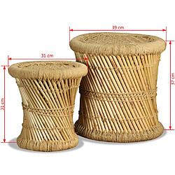 vidaXL Tabourets lot de 2 Bambou et jute pas cher