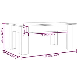 vidaXL Table basse Sonoma gris 100x60x42 cm Bois d'ingénierie pas cher