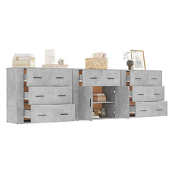 Avis vidaXL Buffets 3 pcs gris béton bois d'ingénierie