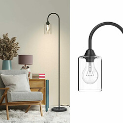 EMKE Lampadaire Noir Design Moderne avec Interrupteur à pied Lampadaire en Verre E27 Style Minimaliste 