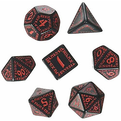 Q Workshop Runic Dice Set Black - Red (7)