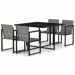 Maison Chic Mobilier à dîner 5 pcs de jardin avec coussins - Ensemble table et chaises d'extérieur - Salon/Mobilier de jardin classique Résine tressée Gris -MN58107