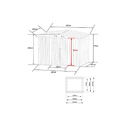 Acheter Vente-Unique Abri de jardin métal en acier galvanisé gris 5,2 m² - MANSO