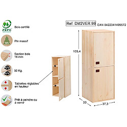 Avis Astigarraga Armoire en pin brut 2 portes 4 tablettes Dinamic.