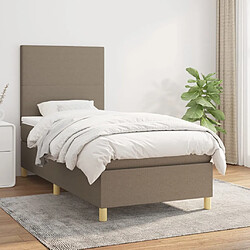 vidaXL Sommier à lattes de lit avec matelas Taupe 90x200 cm Tissu