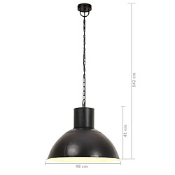 vidaXL Lampe suspendue 25 W Noir Rond 48 cm E27 pas cher