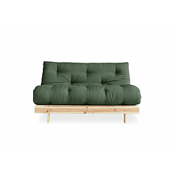 Acheter Inside 75 Canapé convertible futon ROOTS pin naturel coloris vert olive couchage 140x200 cm.