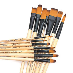 14 pièces / set nylon peinture brosse à cheveux ensemble avec sac de rangement en toile beige pas cher