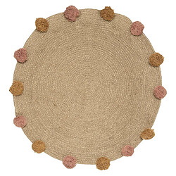 Atmosphera, Createur D'Interieur Tapis enfant rond pompons - Diam 78 cm - Jute