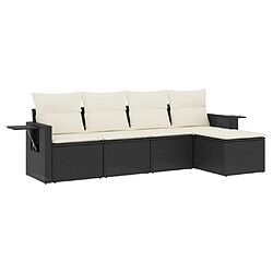 Maison Chic Ensemble de 5 Tables et chaises d'extérieur avec coussins,Salon de jardin noir résine tressée -GKD658688