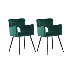 Beliani Chaise de salle à manger SANILAC Set de 2 Velours Vert émeraude