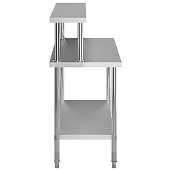 Avis Helloshop26 Table de travail de cuisine avec étagère 120 x 60 x 120 cm acier inoxydable 02_0001918