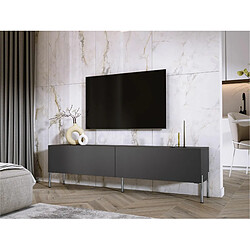 3XELIVING Meuble TV en couleur Anthracite avec pieds droits en chrome, D: l : 170 cm, H : 52 cm, P : 32 cm