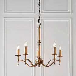 Interiors 1900 Suspension 5 ampoules Stanford, laiton antique