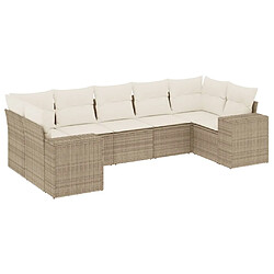 Maison Chic Salon de jardin avec coussins 7 pcs | Ensemble de Table et chaises | Mobilier d'Extérieur beige résine tressée -GKD24044