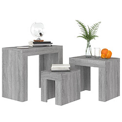 Avis Maison Chic Ensemble de 3 Tables basses gigognes,Table Console pour salon sonoma gris bois d'ingénierie -MN83257