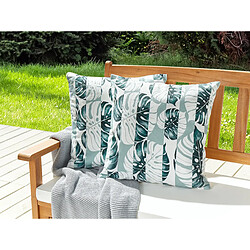 Beliani Lot de 2 coussins TERMINI 45 x 45 cm Motif de plante Vert